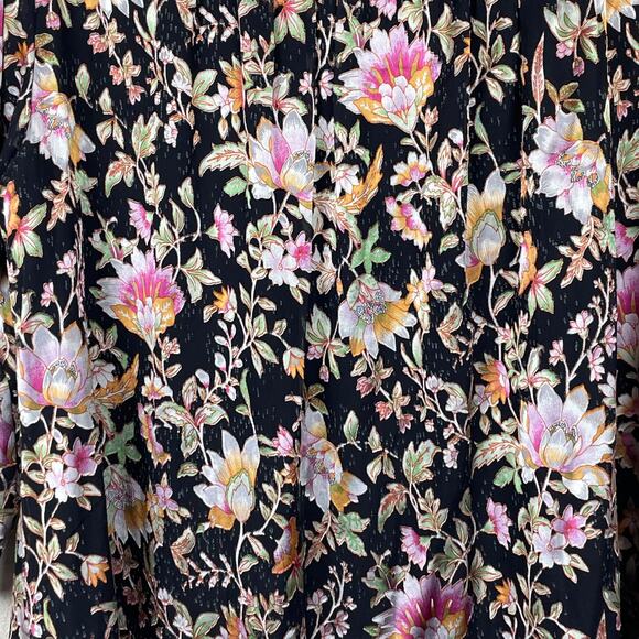 Daniel Rainn 2X Black Floral Burnout Peasant Top – Sheer 3/4 Sleeves, Boho - Picture 4 of 7